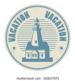 Stamp with word Vacation written inside, vector illustration