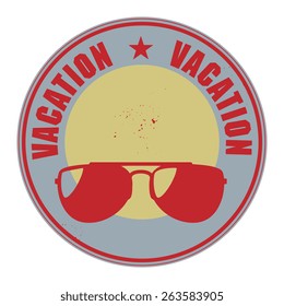 Stamp with word Vacation written inside, vector illustration