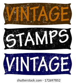 Stamp with word vintage inside, vector illustration