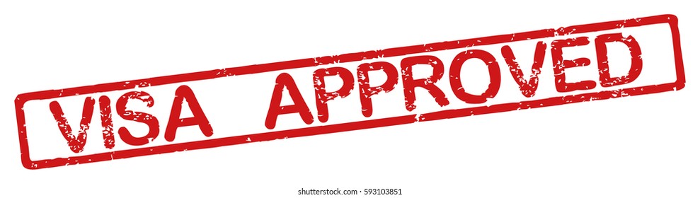 Stamp with word "visa approved", grunge style, on white background