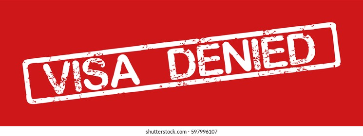 Stamp with word "visa denied", grunge style, white text on red background