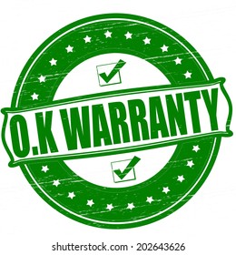 Stamp with word warranty inside, vector illustration