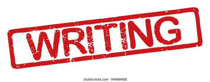 Stamp with word "writing", grunge style, on white background