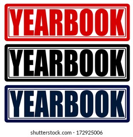 Stamp with word yearbook inside, vector illustration