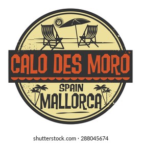 Stamp with words Calo Des Moro, Mallorca written inside, vector illustration