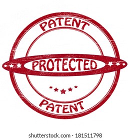 Stamp with words patent and protect inside, vector illustration