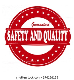 Stamp with words safety and quality inside, vector illustration