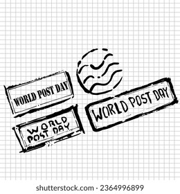 Stamp, World Post Day, 9 October, poster and banner vector