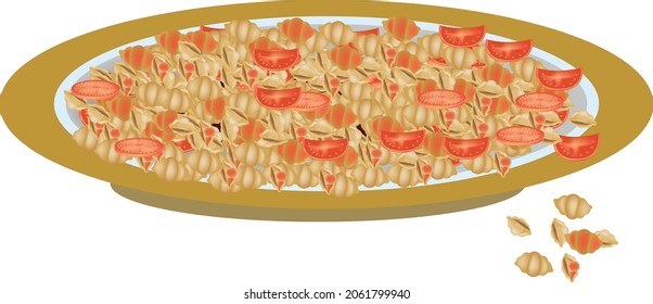 Stampadish decorated with pasta like fusilli seasoned