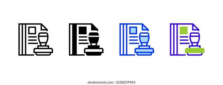 Stamped Document Icon. linear style sign for mobile concept and web design. Outline vector icon. Symbol, logo illustration. Vector