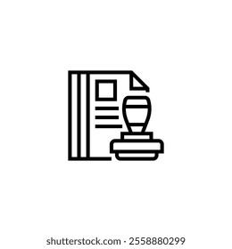 Stamped Document Icon. linear style sign for mobile concept and web design. Outline vector icon. Symbol, logo illustration. Vector