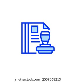 Stamped Document Icon. linear style sign for mobile concept and web design. Outline vector icon. Symbol, logo illustration. Vector