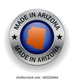 Stamped made in Arizona. The symbol of the state. A Map Of Arizona. Design element. On a white background. Vector illustration.