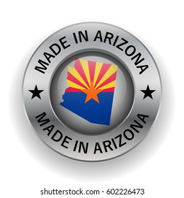 Stamped made in Arizona. The symbol of the state. A Map Of Arizona. Design element. On a white background. Vector illustration.