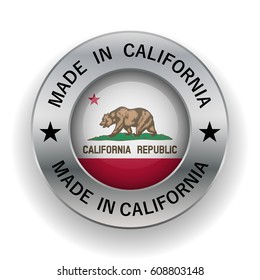 Stamped made in California. The symbol of the state. Design element. On a white background. Vector illustration.