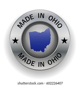 Stamped made in Ohio. The symbol of the state. Map Of Ohio. Design element. On a white background. Vector illustration. Icon.