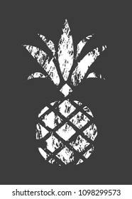 Stamped Pineapple. Black and White Shape.