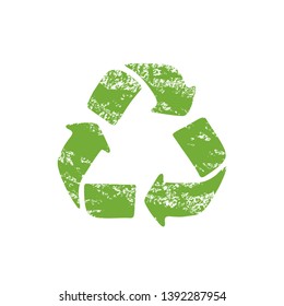 Stamped Recycle Icon. Simple Design. Vector.