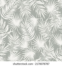 Stempelnde tropische Blätter nahtloses Muster. Schattige Dschungel Grunge Flora Trend. Abstrakter botanischer Hintergrund. Palmbranchenmodedruck für Gewebe, Verpackungen, Papier