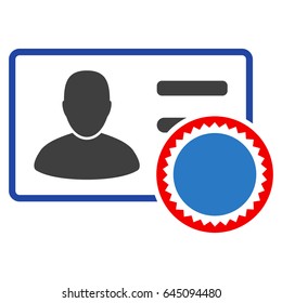 Stamped User Card flat vector pictograph. An isolated illustration on a white background.