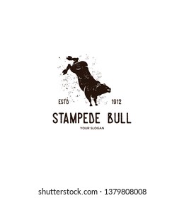 Stampede Bull Wild Animal Vintage Logo