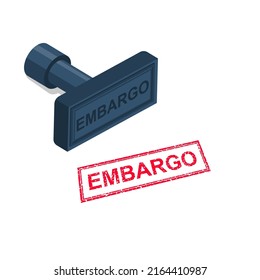 Embargo de estampación. Concepto de embargo. Diseño plano de ilustración vectorial. Aislado sobre fondo blanco.