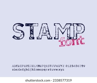 Stamping font set design with printing texture on it