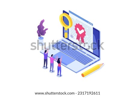 Stamping licensed icon. Certification license concept.  Isometric Vector illustration.
