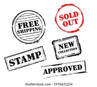 stamping marks. texts written by stamp, sold out, new collection, free shipping, approved.