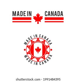 stamps with a Canadian flag and text that says made in Canada.EPS 10