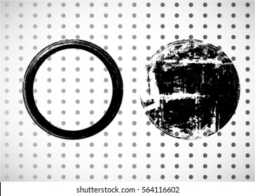  Stamps Collection. Banners. Vector Frames. circle for image. distress texture . Grunge Black and White borders isolated on the transparent background . Dirt effect . 