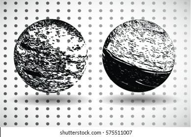 Stamps Collection. Grunge Circle, Banners, Insignias ,Frames , Logos, Icons, Labels and Badges Set .  Retro Frames for Emblems. Eclipse Shapes with Texture. Globe. 3d ball with texture.