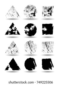 Stamps Collection. Grunge Circles, Banners, Insignias , Logos, Icons, Labels and Badges Set .  Retro Frames for Emblems. Isolated blank shapes with dirty, distressed scratched Texture.