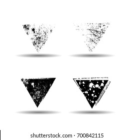 Stamps Collection. Grunge Triangles, Banners, Insignias ,Frames , Logos, Icons, Labels and Badges Set .  Retro Frames for Emblems.Geometric Shapes with Texture. Transparent Background.