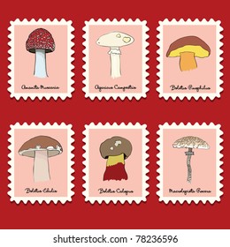stamps collection - mushrooms set
