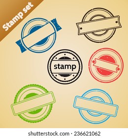 Stamps of different colors and shapes.
