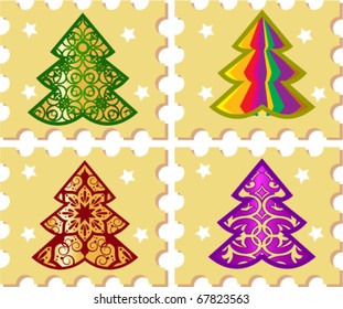 Stamps with fir-trees.