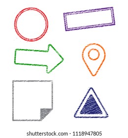 Stamps frames  colorful on white background.  Six stamps frames.  Flat design. Vector illustration EPS10.