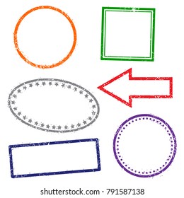 Stamps frames  colorful on white background.  Six stamps frames.  Flat design. Vector illustration EPS10.
