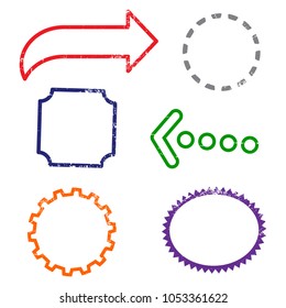 Stamps frames on white background.  Six stamps frames. Flat design. Vector illustration EPS10.