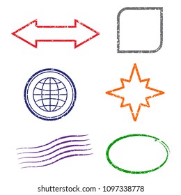 Stamps frames on white background.  Six stamps frames. Flat design. Vector illustration EPS10.