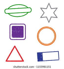 Stamps frames on white background.  Six stamps frames for presentations, flyers, leaflets, postcards and posters.  Flat design.  Flat design.  Vector illustration EPS10.