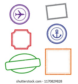 Stamps frames on white background.  Six stamps frames for presentations, flyers, leaflets, postcards and posters.  Flat design.  Flat design.  Vector illustration EPS10.