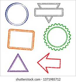 Stamps grunge frames on white background.  Six stamps frames.  Flat design. Vector illustration EPS10.