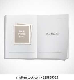 Stamps inside a book. Vector design.