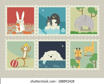 Stamps of mammal animal-2 A collection of mammal animals