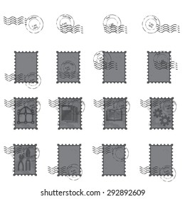 stamps  postmark ,  vintage postage stamps vector  illustration