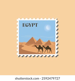 Stamps of pyramid of giza city landmark in Egypt