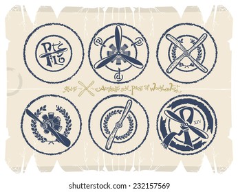 Stamps - screws and motors, vector