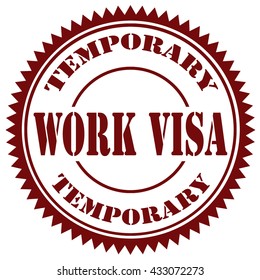 Stamps  with text Work Visa-Temporary,vector illustration